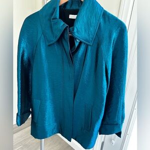 Chico's Lustrous Teal Blue Jacket Coat size 1 like new